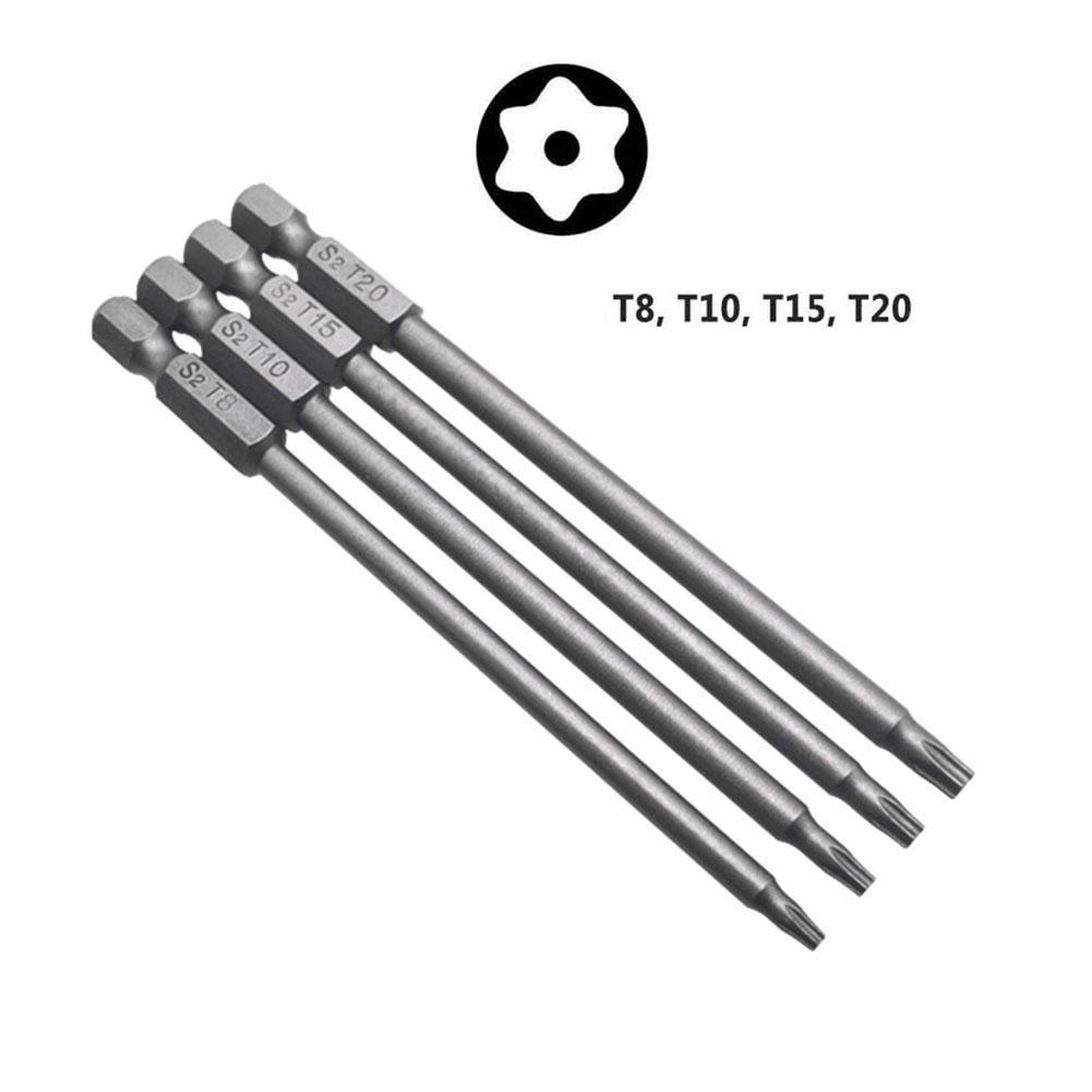 4 Stück 100 mm Lange Schraubendreher-Bits Set Für Torx Sechskant Kreuz Schlitzspitze 1/4 Zoll Sechskant Elektro-Schraubendreher-Bits