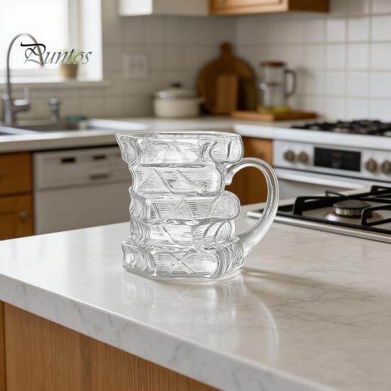 Stacked Book Glass Cup Coffee Mug Design 420mlHeat-Resistant Tea 420ml Clear Microwave Safe Dishwasher Gift for Lovers And Collectors