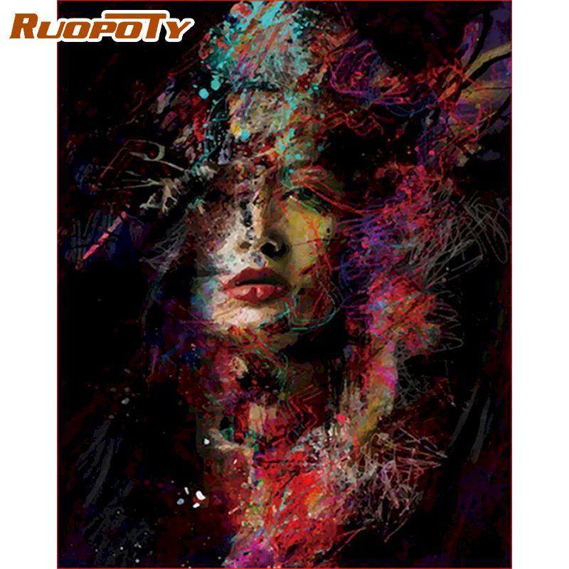

RUOPOTY 40x50 см картина по номерам DIY подарок для взрослых женская фигурка краска по номерам уникальный домашний декор ручной работы художественное произведение