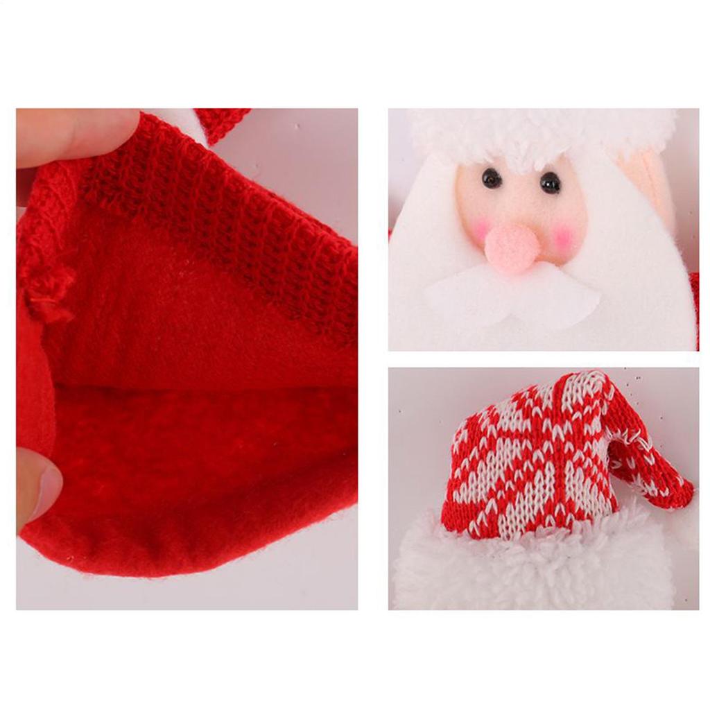 Knitted Drawstring Christmas Bags Drawstring Santa Snowman Doll Storage Bag Festive Compact Sacks Stocking Pouches For Kids