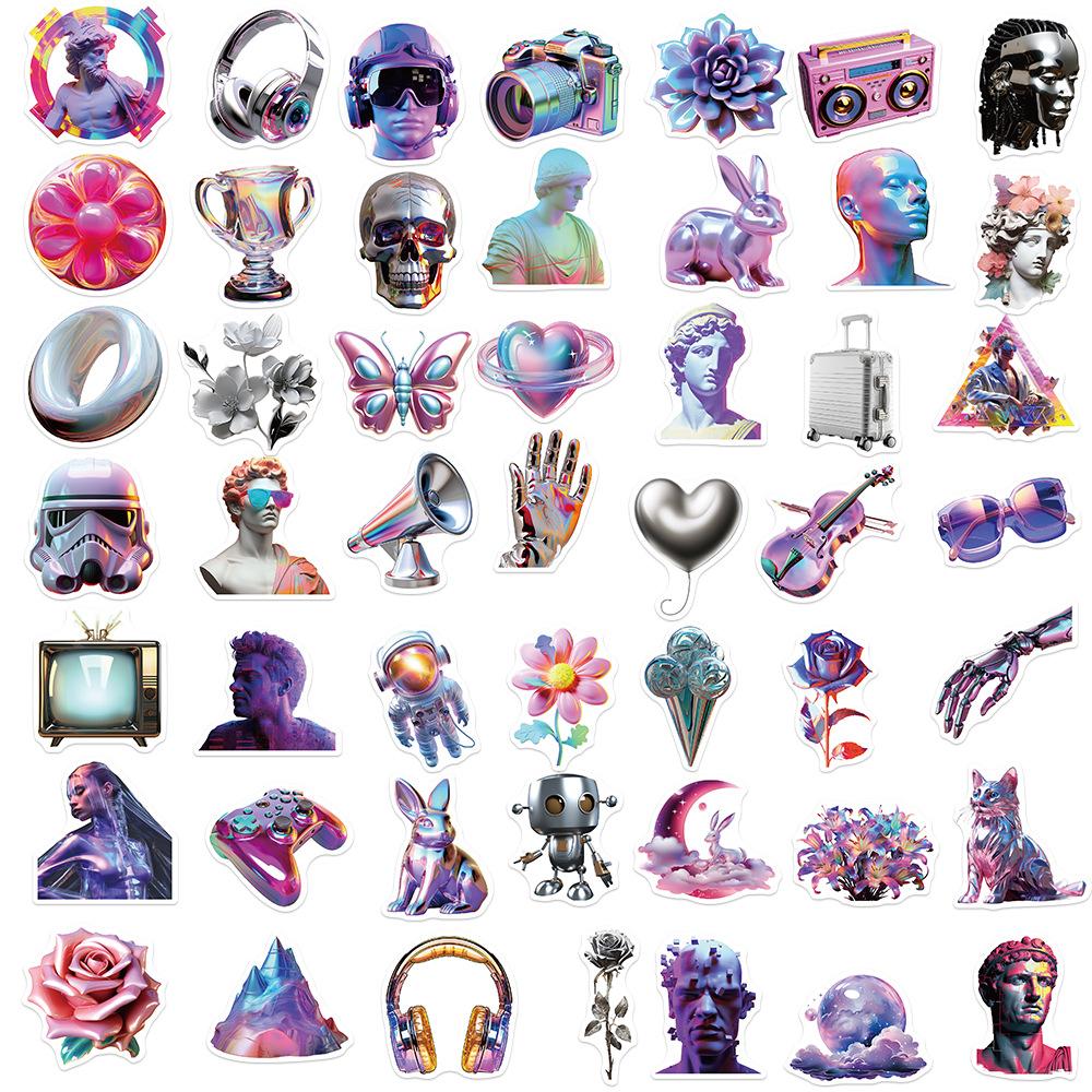50 3D Acid Steam Wave Graffiti Stickers Personalized Decoration Guitar Laptop Suitcase DIY Waterproof