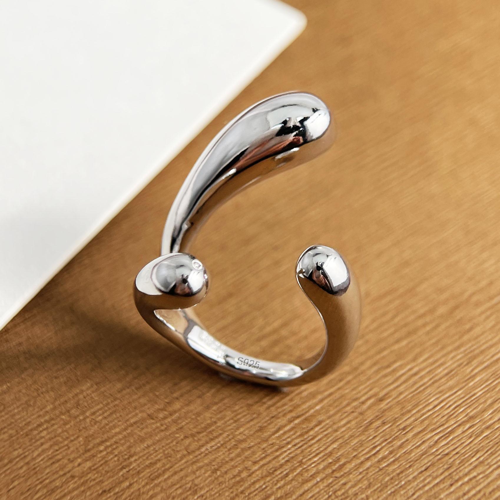 

925 Sterling Silver Rings for Women Couple Minimalist Handmade Simple Big Line Ring Fine Jewelry Gift Prevent Allergy resizable