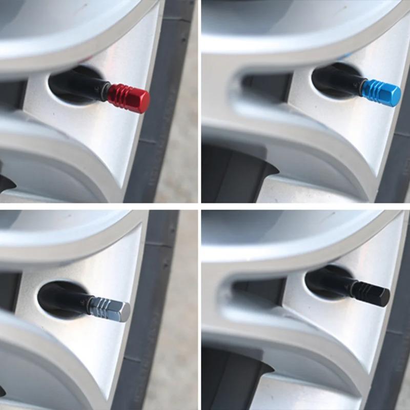 4PCS Automotive Tire Valve Cap Aluminum Alloy Explosion Proof Valve Cap Valve Core Cover Motorcycle Valve Cap Tire Universal