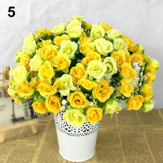 Künstliche Rosenblüten, künstliche Blumenpflanze, Hochzeits-Party-Dekoration, 21 Köpfe auf 1 Blumenstrauß