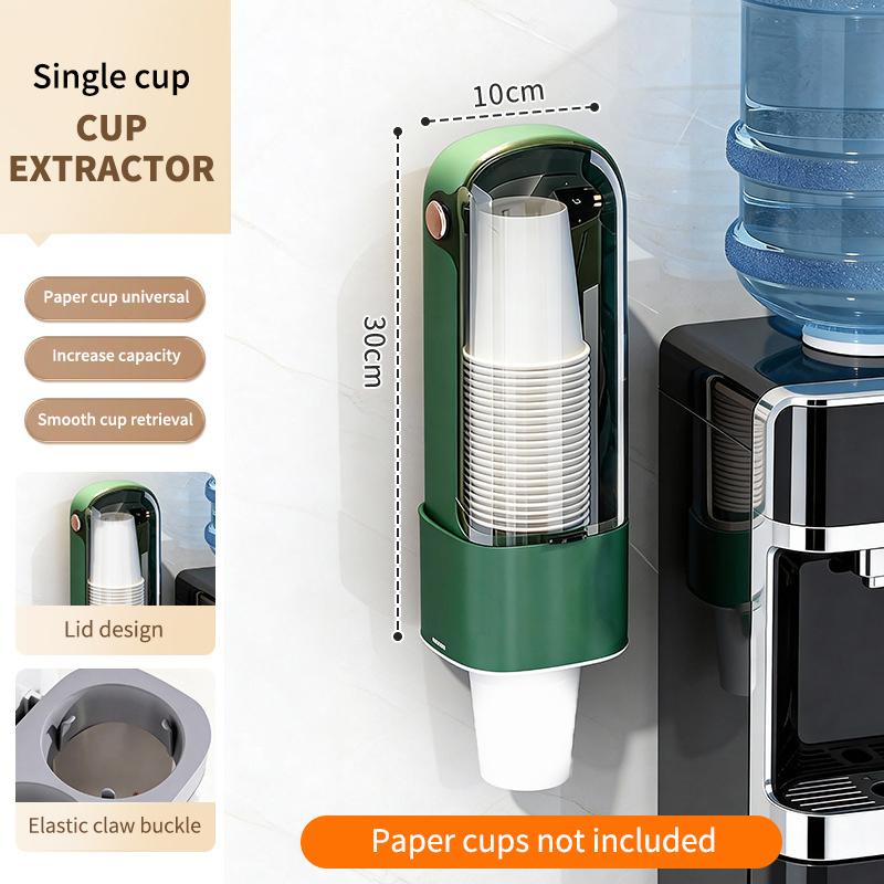 Wall-Mounted No-Drill Disposable Cup Dispenser Household Paper Cup Holder Dustproof Cup Storage Rack