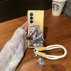Luxury splash-ink Cute Snoopy Charlie Folding Magsafe Wireless Charge Case For Samsung ZFold 3 4 5 6 ZFold7 3D Magnetic Stand