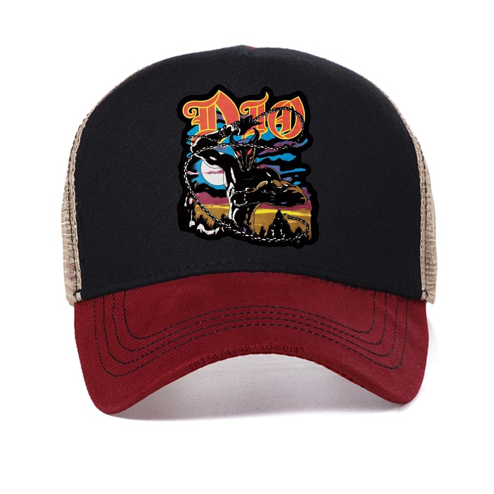 

Men New Heavy Metal Rock Dio Band Print baseball cap Hip Hop Streetwear Causal Unisex Harajuku hat summer breathable trucker hat Adjustable красный