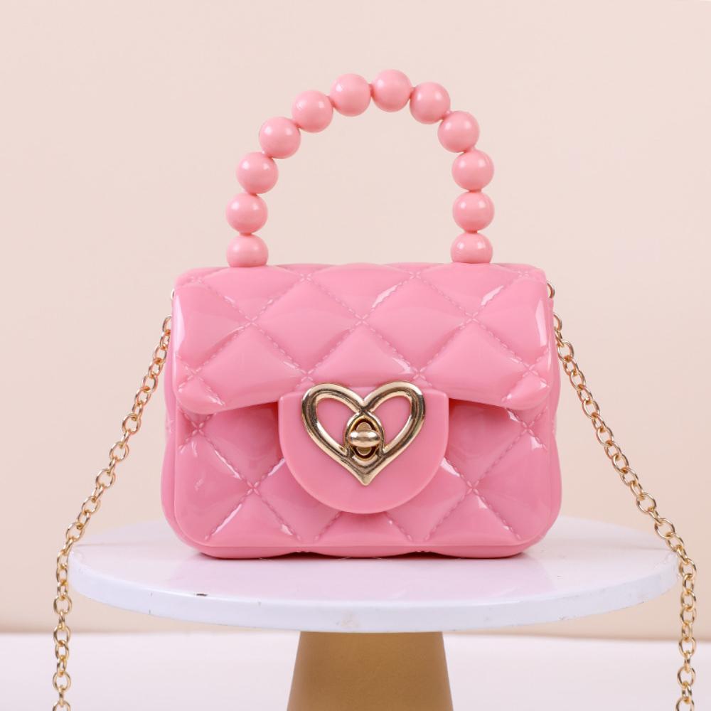 New jelly handbag, candy-colored, single-shoulder crossbody mini chain key pearl hand-held jelly bag