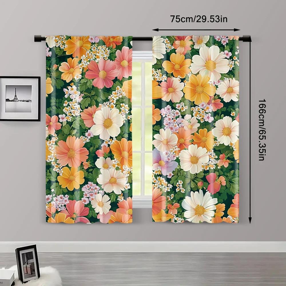 Vikama Piece Floral Curtains Living Room Bedroom Pocket Style Home Window Decor Blackout Made Of Polyester Sitting Treatment