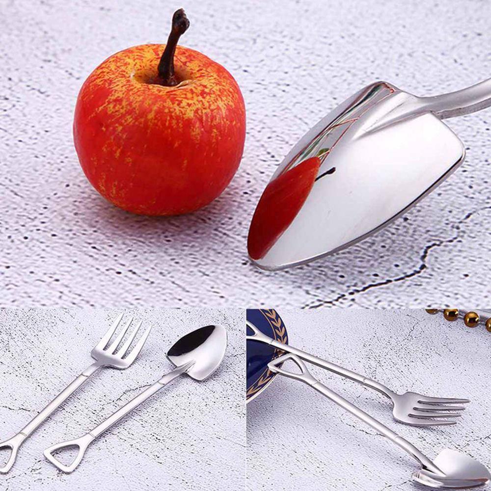 New Long Handle Kitchen Ice Cream Stainless Steel Spoon Fork Shovel Shape