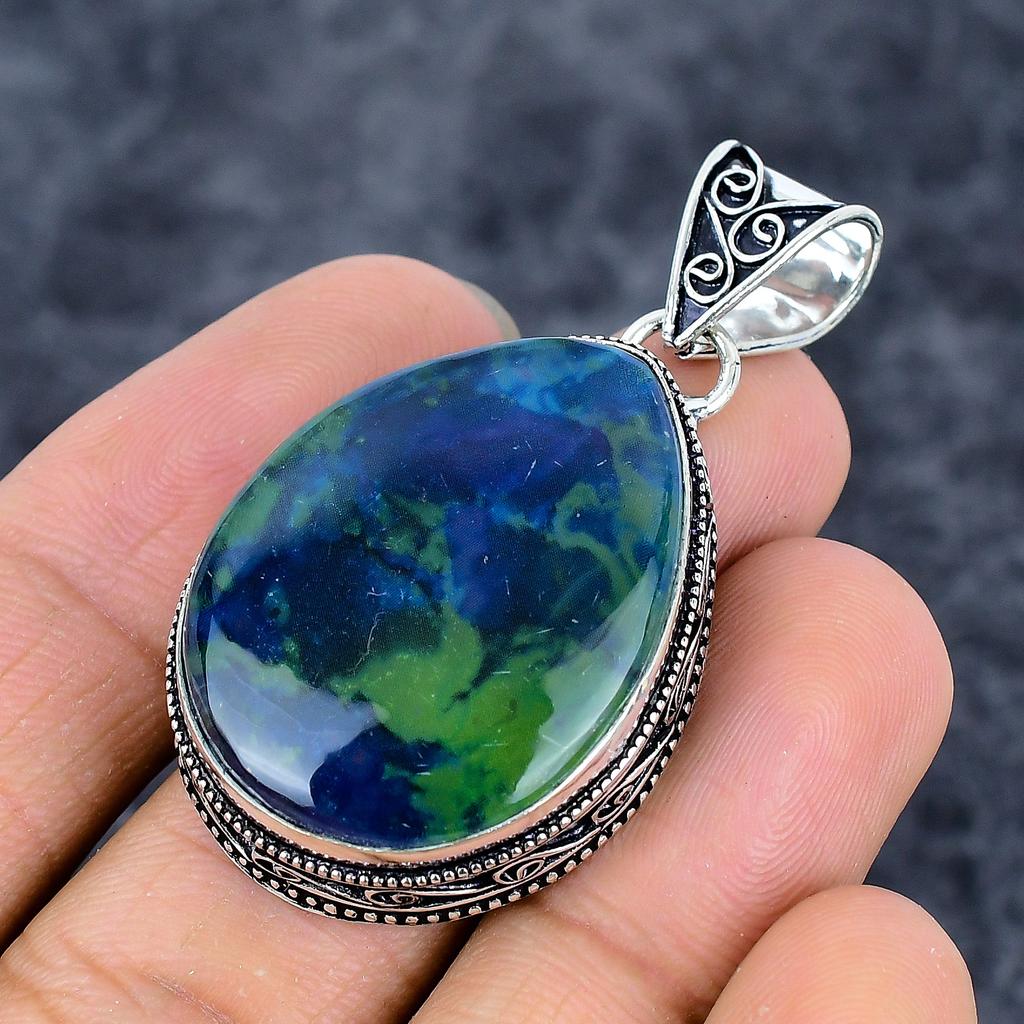 Ammolite Gemstone Handmade 925 Sterling Silver Jewelry Pendant 2.05" M-3285