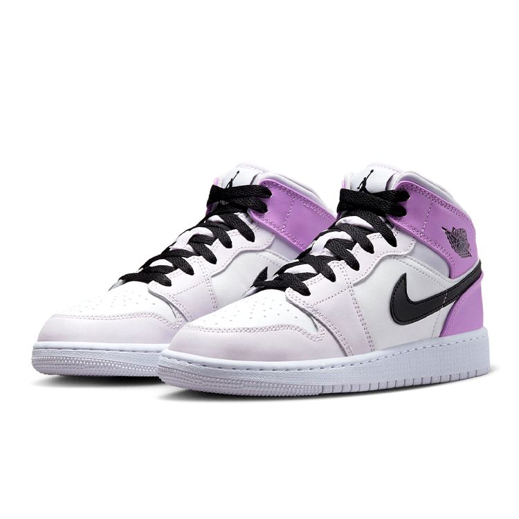 Air Jordan 1 Mid GS Barely Grape Kids Sneakers Purple Black White DQ8423-501