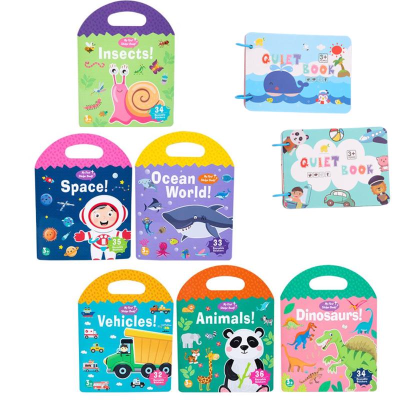 Montessori Baby Ruhiges Buch: Frühe Bildung & Kognitives Sticker-Puzzle