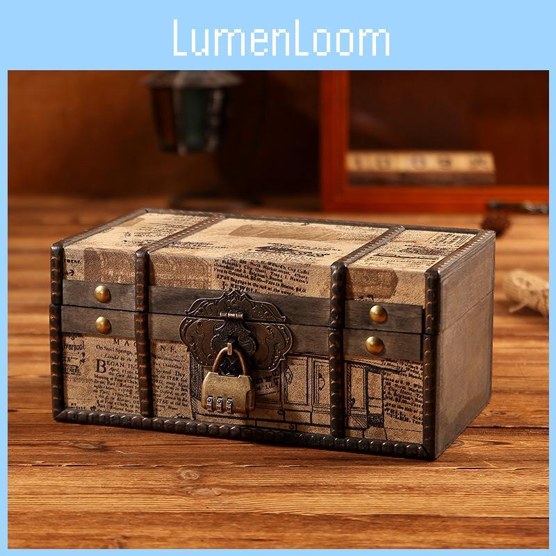 Retro Jewelry Wooden Storage Box With Lid For Cosmetics Accessories Organization