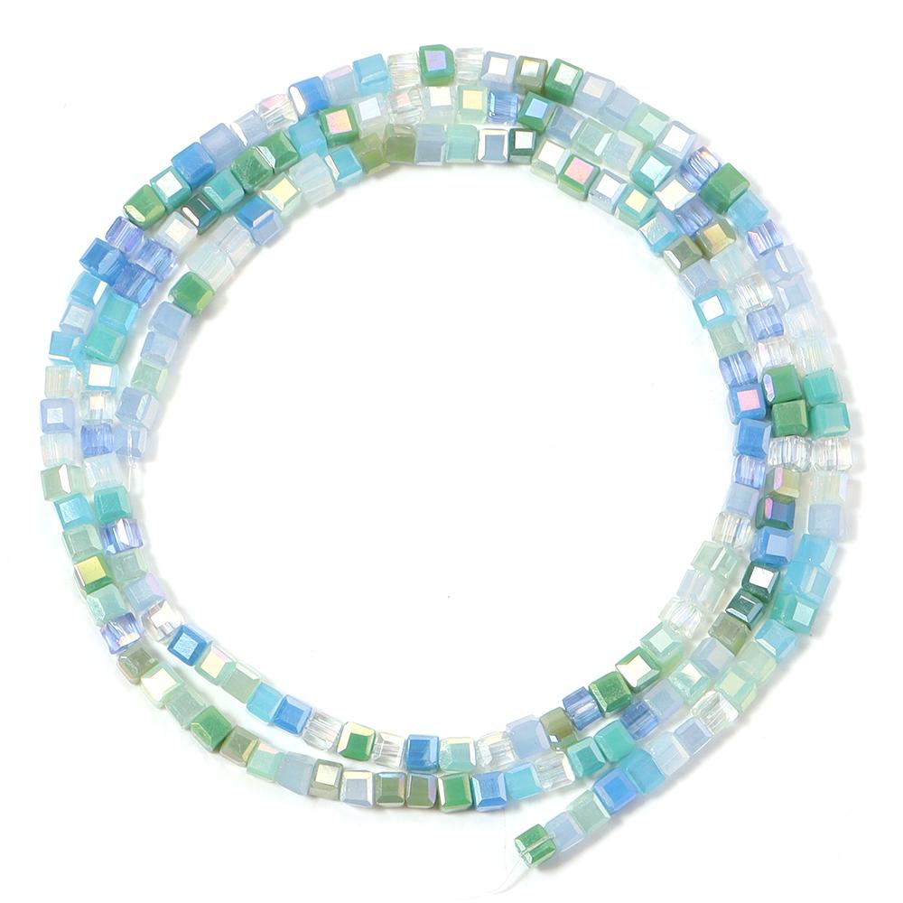 2.5mm Square Faceted Crystal Beads Multicolor Cube Glass Loose Beads For Jewelry Making DIY Crafts Necklace Bracelet Accessories