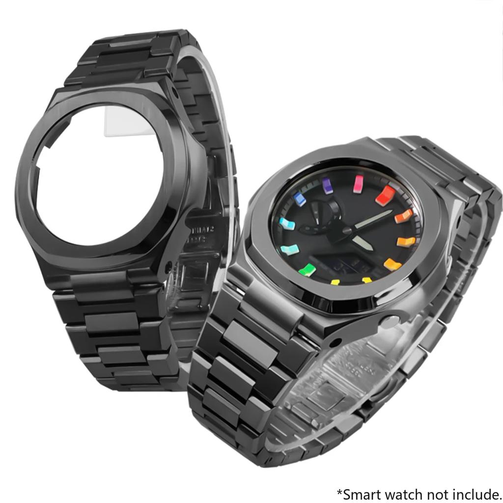 GA-2100 Mod Kit For Casio G-SHOCK GA2100 2110 GA B2100 Watch Men Modified Stainless Steel Case FKM Fluororubber Band Metal Strap