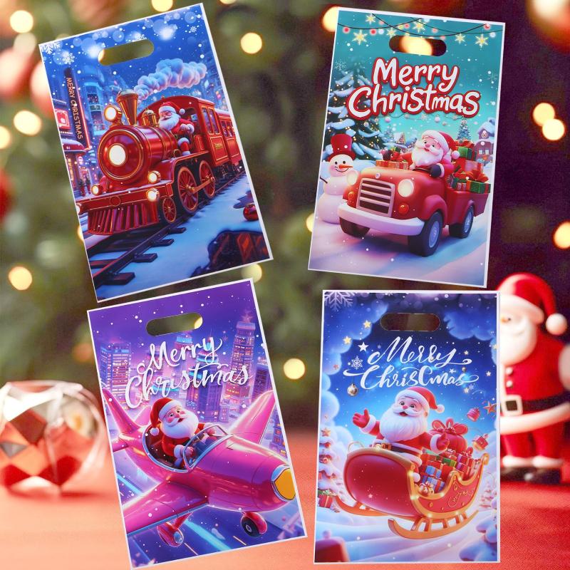 10/30/50/100Pcs Christmas Gift Bags Christmas Decorations For Home Xmas Gifts Year 2026 Santa Claus Snowman Packaging Bags