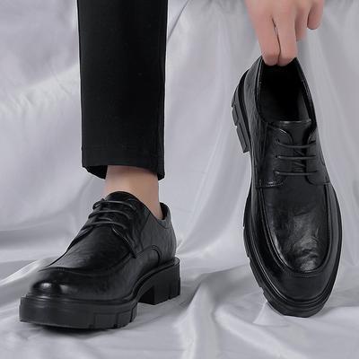 Zakelijke verhogende leren schoenen heren casual dikke zool binnenverhoging 10CM handgekrast trendy formele herenschoenen