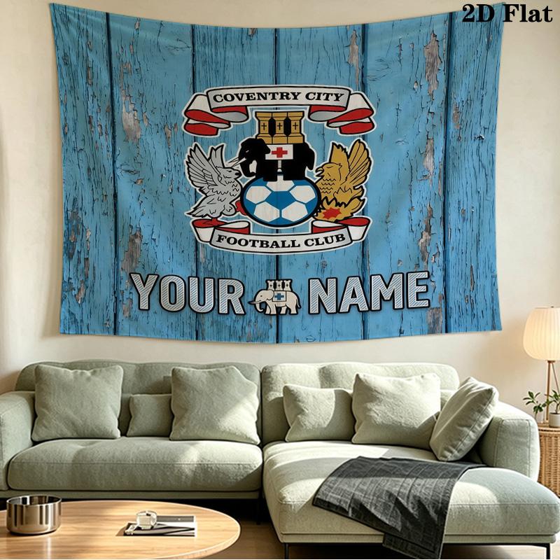 Custom Name Coventry City F.C Printed Tapestry – Wall Hanging for Bedrooms, Dorms, and Home Decor