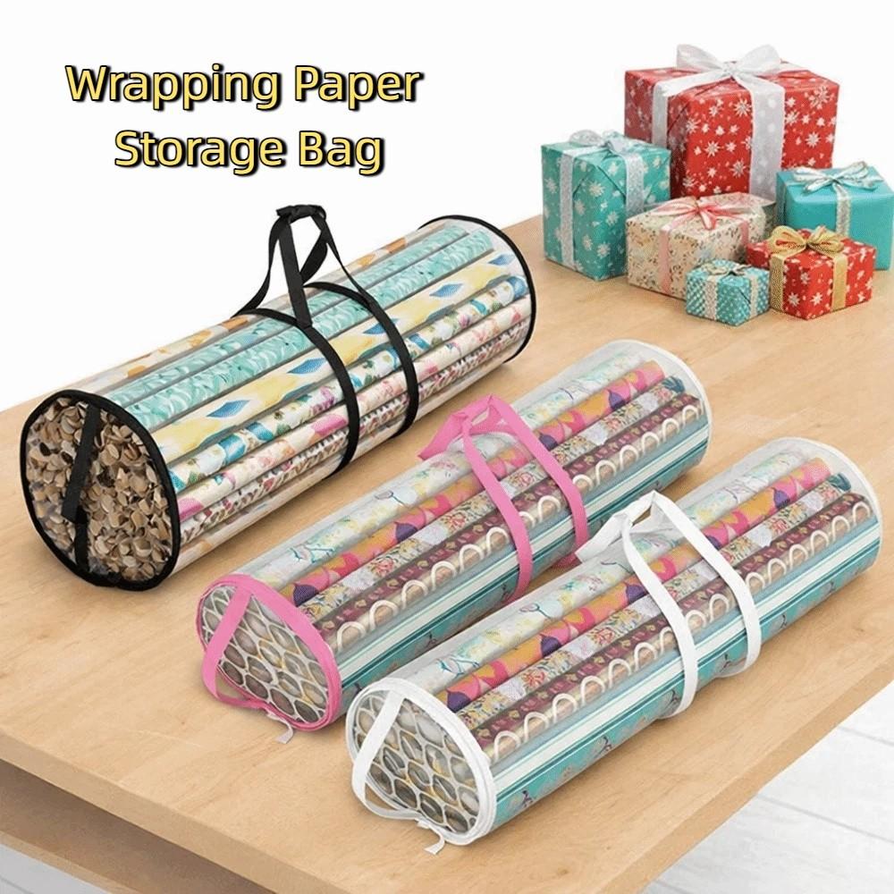 Cylinder Wrapping Paper Storage Bag Large Capacity Transparent Gift Wrap Storage Bag Waterproof PVC Decorative Papers Organizer