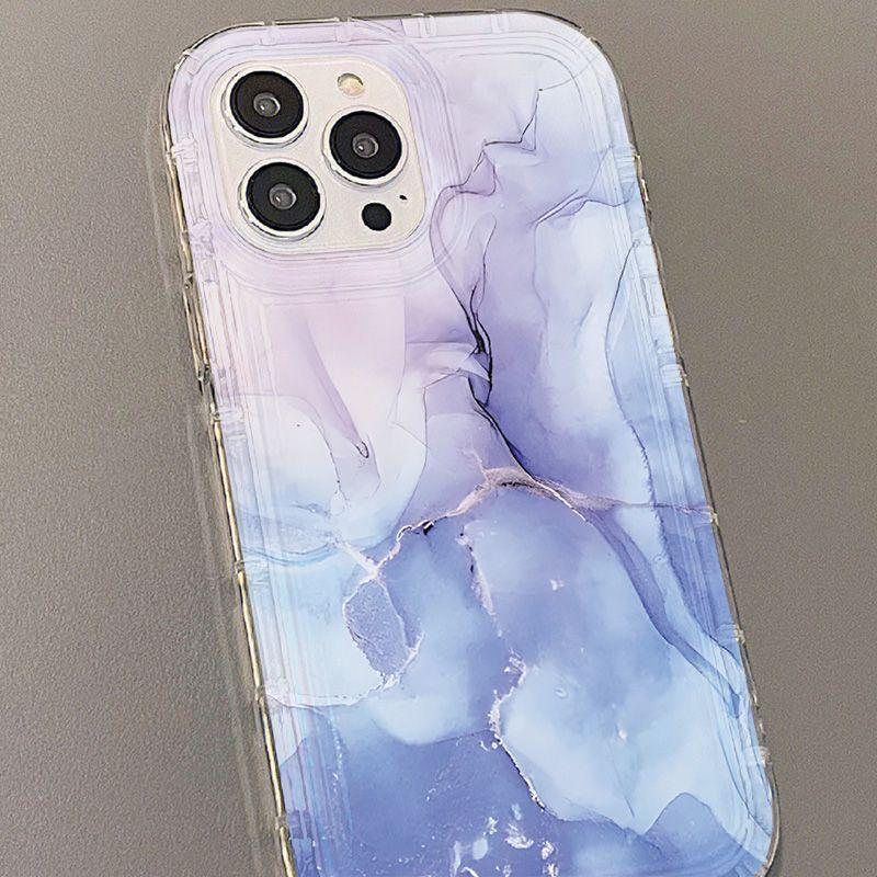 Purple Smudged Marble for iPhone17 Airbag Mobile Phone Case Apple 15promax Anti-drop 14/16