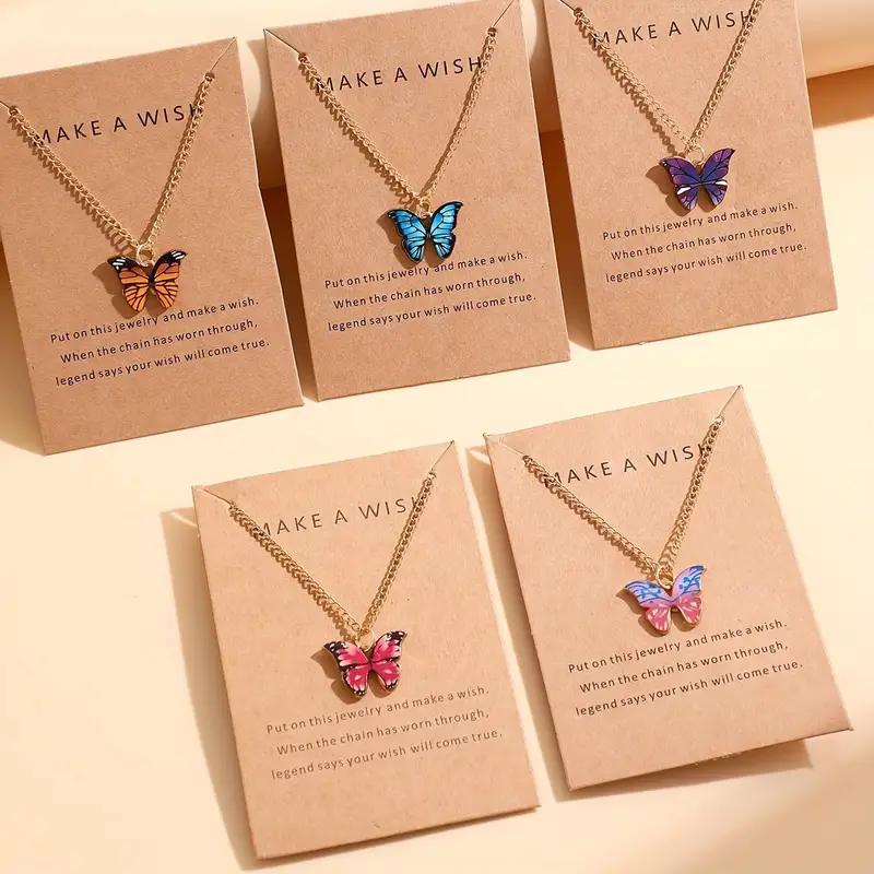 iF ME 5 PCS Colorful Butterfly Pendant Necklace Set Fashion Necklace Party Gift for Women Jewelry Accessories