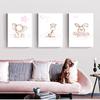 Pictură Nordic Copii Copii Decor Dormitor Iepuraș Girafă Urs Poză Animal drăguț Luna Creșă Copil Artă Perete Canvas Print
