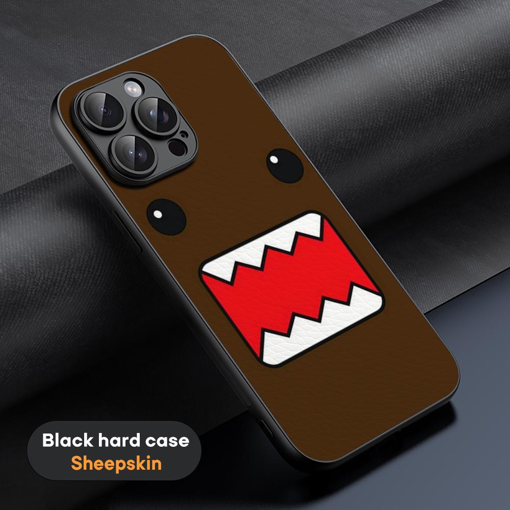 

Domo kun cute cartoon anime pattern Phone Case For iPhone 16 15 14 13 12 11 Plus Pro Max Limited Black hard case Sheepskin iPhone 12 Pro Max