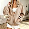 Women S Solid Color Long Sleeve Button Cardigan Hoodie Casual Outerwear