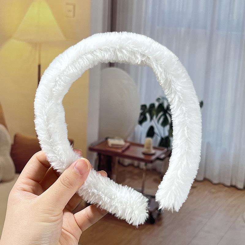 Herbst/Winter Damen Einfaches Bonbonfarbenes Plüsch-Stirnband mit breiter Krempe - Niedliches und vielseitiges Haaraccessoire