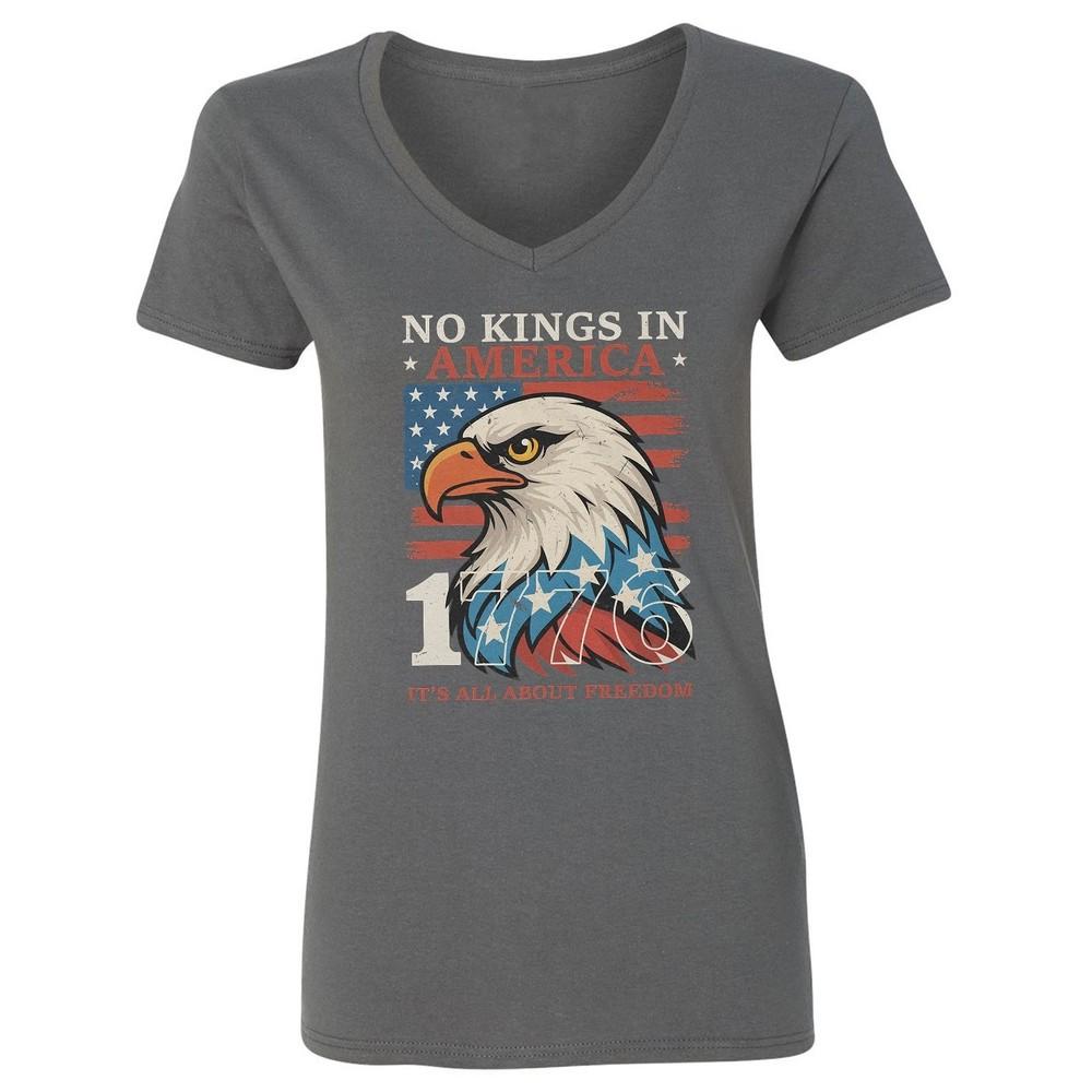 No Kings In America Since 1776 - Bald Eagle Freedom Ladies  V-Neck Tshirt Unisex T-Shirt M