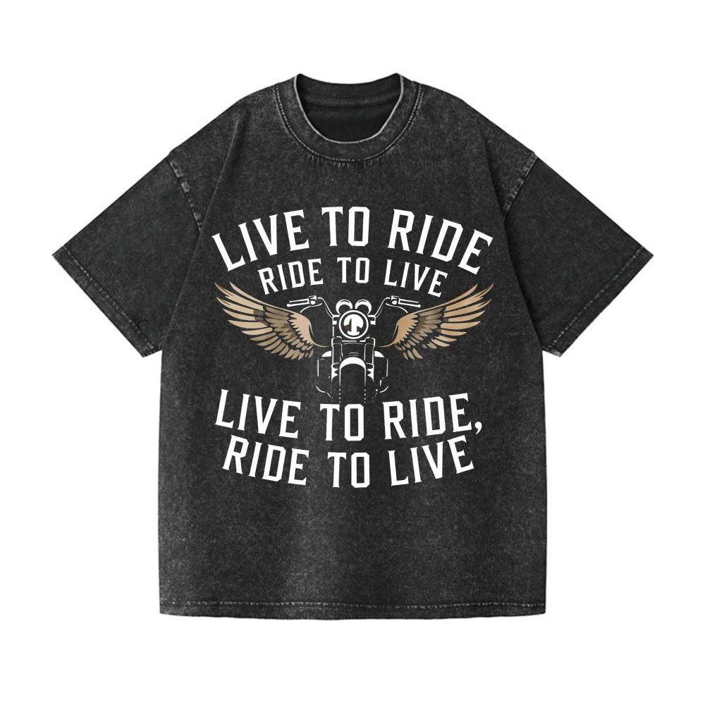 Vintage Washed Biker Live to Ride Ride to Live Motorcycle Wings Casual T-Shirt S разноцветный