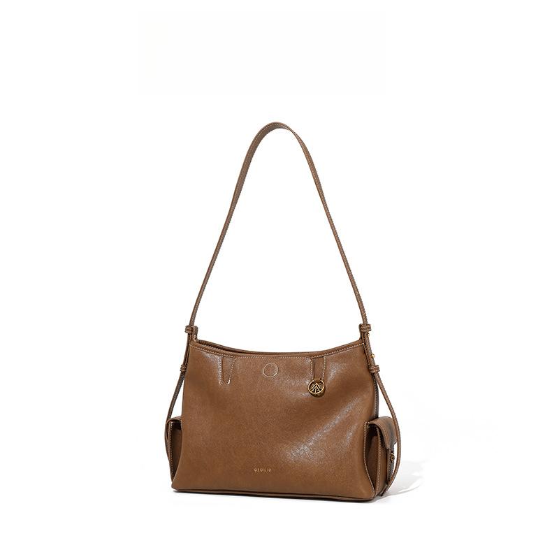 

Top Layer Vegetable-tanned Leather Tote Bag, Large-capacity Single-shoulder Crossbody Underarm Bag for Men and Women 5