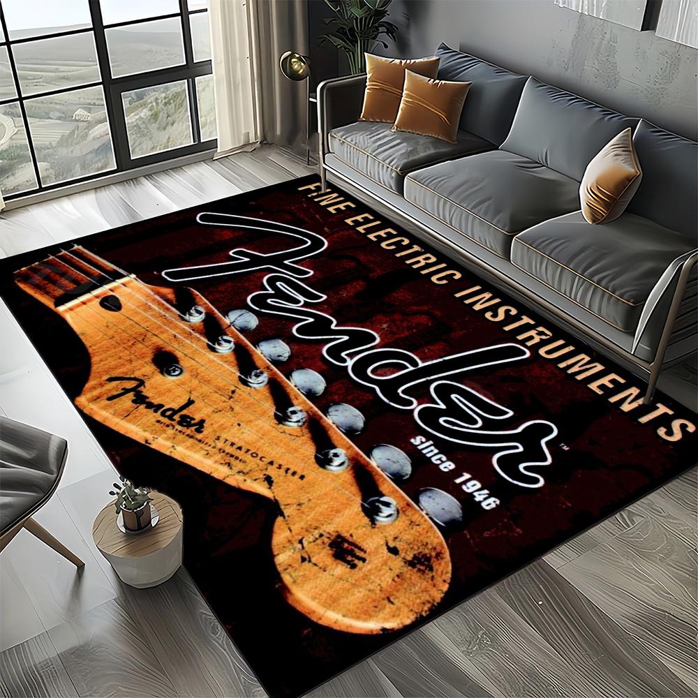 27 Styl Nowy Fender Retro Gitara Instrumenty Muzyka Dywan 3D do Salonu Sypialni Domu Dekoracja Sofy, Antypoślizgowa Mata Podłogowa