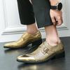 New Fashion Gold Business Large Size Leather Shoes Foreign Trade Men's Personality Pointed Glossy Banquet Wedding Leather Shoes