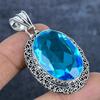 Natural Swiss Blue Topaz Gemstone 925 Sterling Silver Jewelry Pendant 2.17" ETC-10887