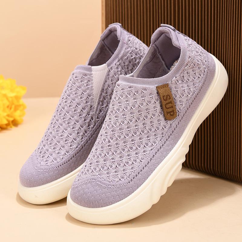 Pantofi cu platformă Pantofi de damă din țesătură tricotată din plasă Pantofi casual pentru femei Pantofi moale din pânză Pantofi anti-alunecare pentru mers și jogging