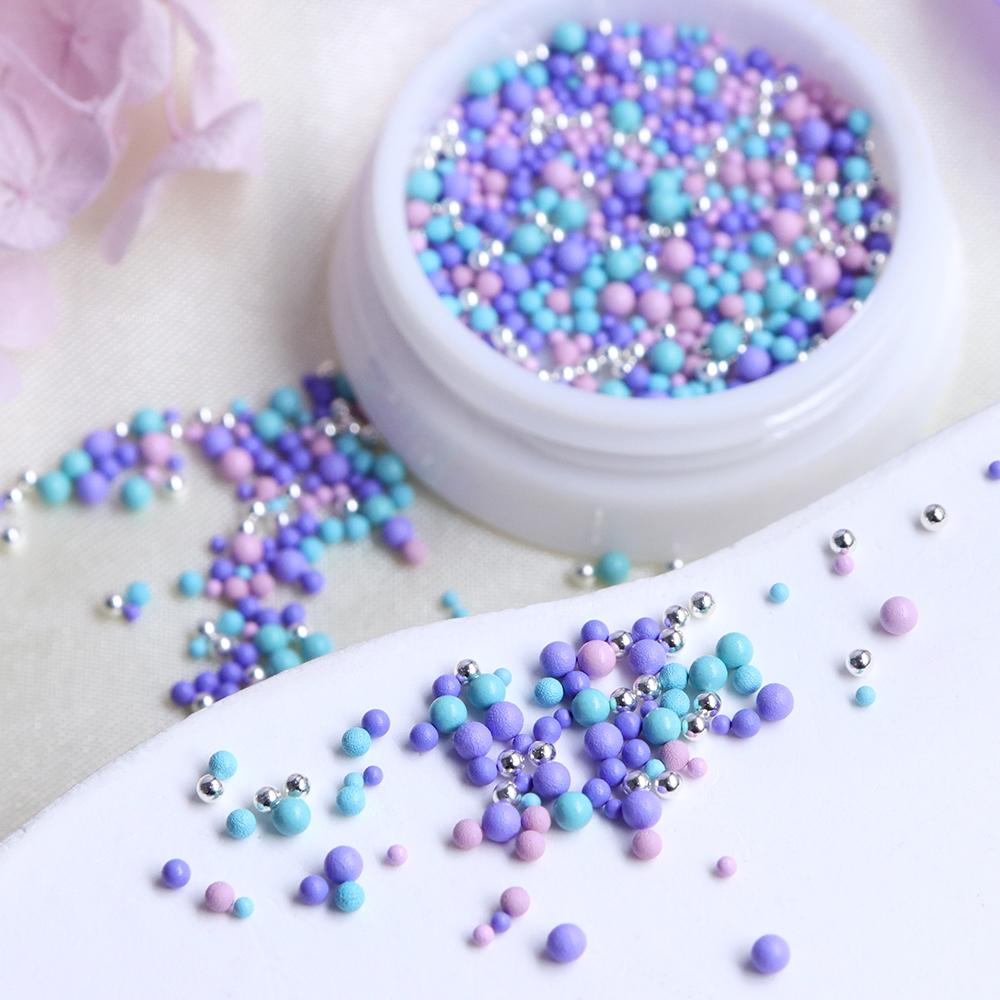 1 Bottle Charming Acrylic 3D Nail Art Charms, Macaron Colour Caviar Beads Rhinestone Nails Decorations, Summer DIY Nail Supplies Accessories