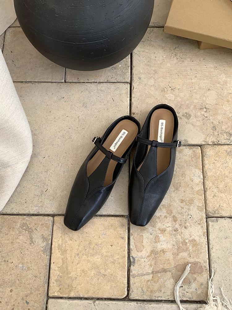 

Flats Slippers Women Mules Female Slides 2025 New Footwear Slip On Mules Shoes Soft Flat Heel Outdoor Casual Dress Sandal Shoes 40 чорний