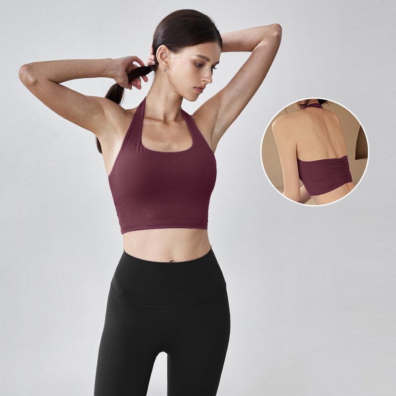 Chic Women's Halter Push-up Sport Bra Top - Waist-Cinching Yoga & Pilates Outerwear