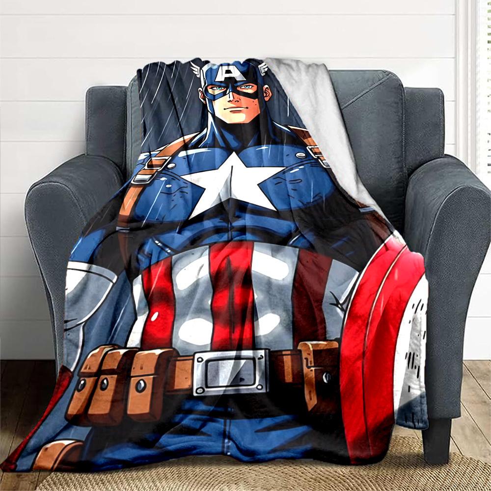 1 Stück Captain America, Schild-Decke Leichte Flanell-Kuscheldecke für Sofa, Bett, Reisen, Camping, Wohnzimmer, Büro, Couch, Stuhl und Bett
