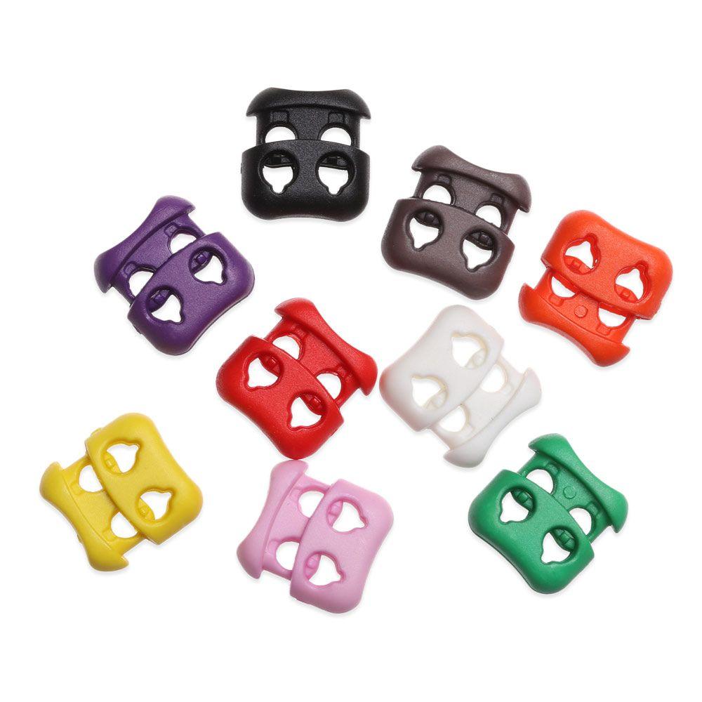 Double Hole 4mm Bean Toggle Clip Sportswear Accessories Apparel Shoelace Buckle Stopper Cord Lock