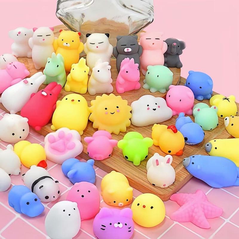 50pcs Cute Animals Vent and Relieve Stress with Toys and Small Gifts Soft Rubber Animal Pinching