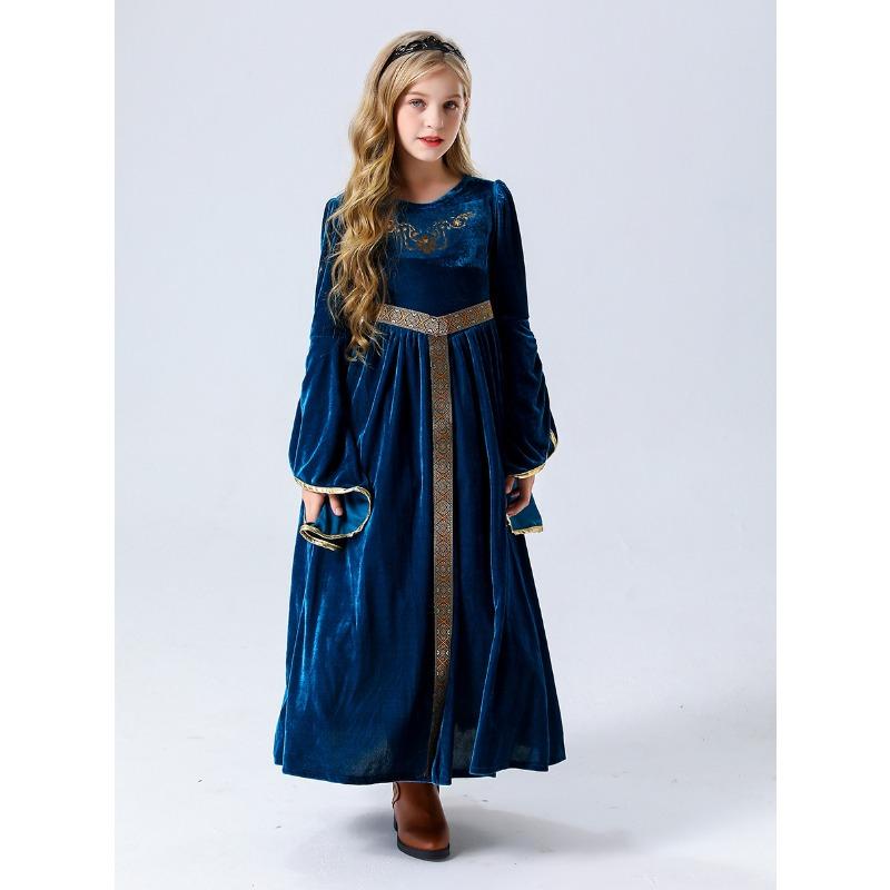 Halloween Parent-Child, Vintage Court Ball Trumpet Sleeve European Medieval Dress