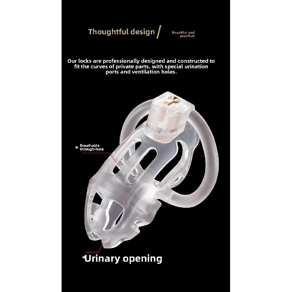 BDSM Male Penis Lock Chastity Cage with Lock 3 Rings Resin Virginity for Men Breathable Cock Ring Penis Restrain Adult Sex Toys