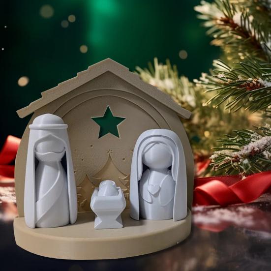 Nativity Set Figurine Lighted Jesus Nativity Scene Collection with Manger And Figures for Christmas Indoor Tabletop Decor