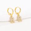 Personalized Round Ear Cuff Earrings: 26 Letters Rhinestone Inlaid, Gold & Silver for Women