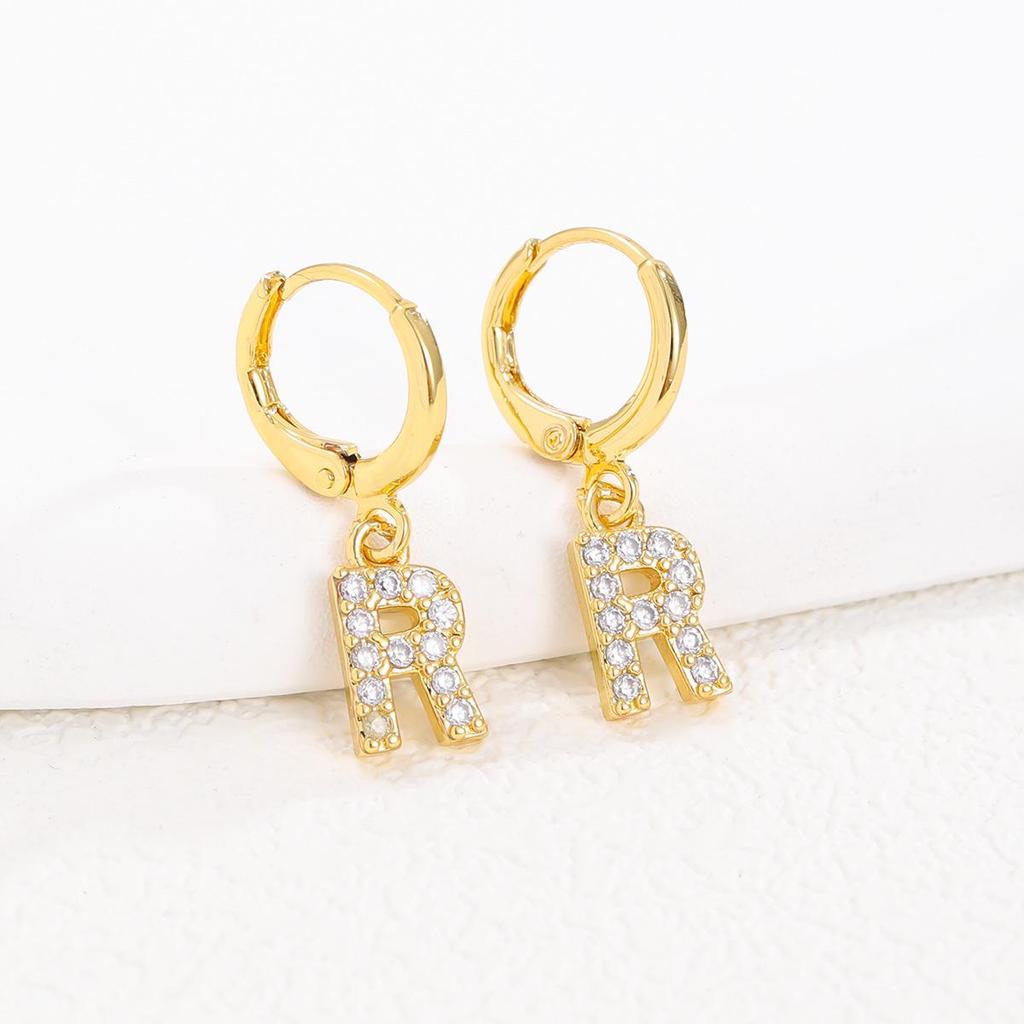 Personalized Round Ear Cuff Earrings: 26 Letters Rhinestone Inlaid, Gold & Silver for Women