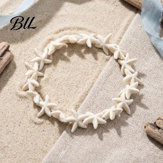 Cute Starfish Shell Bracelet Summer Beach Bracelet, Bohemian Sea Turtle Braided Handmade Woven Flexible Rope for Travel String Wristband, Adjustable