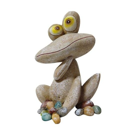 Garden Frog Statue, Cartoon Frog Figurine, Waterproof Resin Animal Sculpture for Yard Patio Lawn Decor